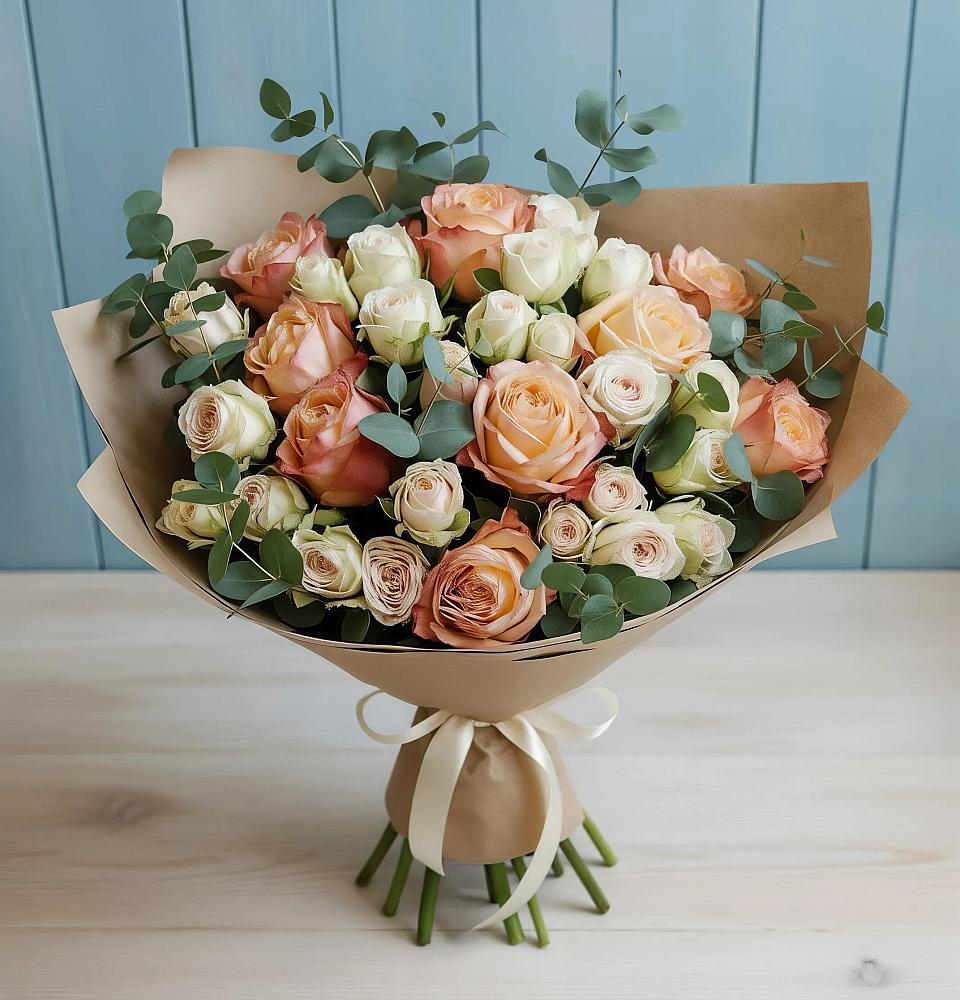 Букет цветов из: Альстромерии и Розы в Лангепасе