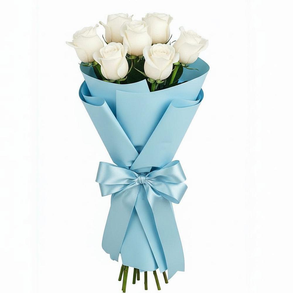 Букет 7 белых роз Проуд в Лангепасе