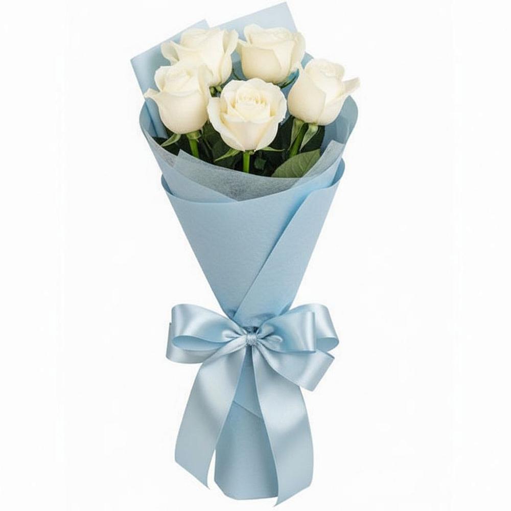 Букет 5 Белых роз Проуд в Лангепасе