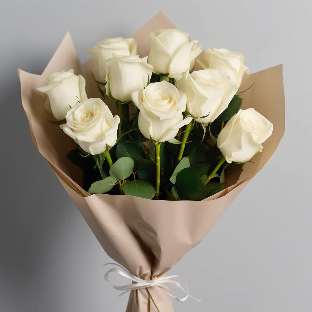 Букет 9 Белых роз Эдлесс Лав в Лангепасе