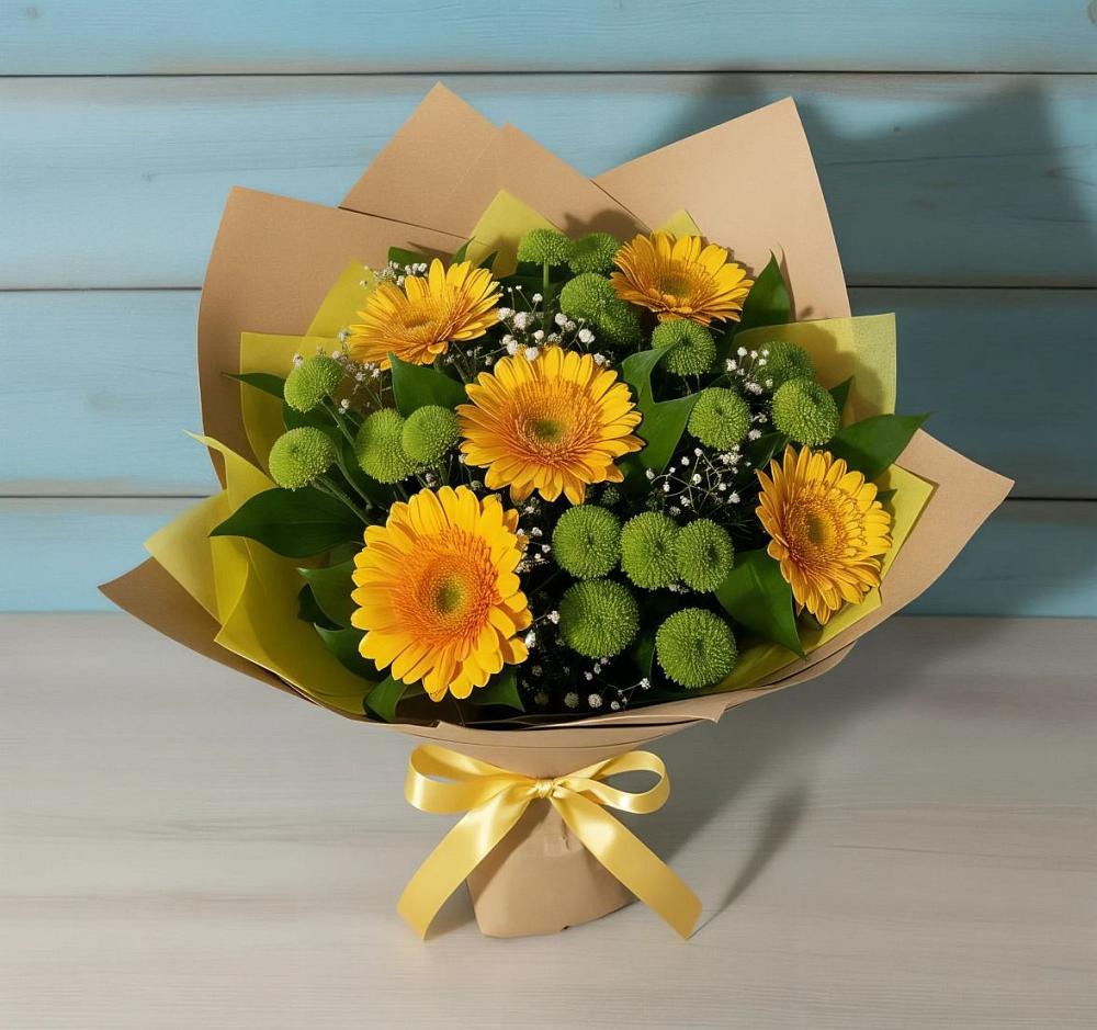 Букет цветов из: Герберы и Хризантемы в Лангепасе